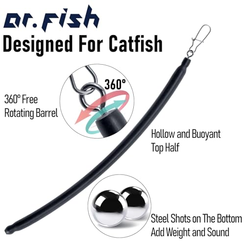 Dr.Fish 6 Pack Dragging Weights for Catfishing, Drifting Weight Freshwater Fishing Sinkers Bottom Search Slip Stick Trolling Catfish Tackle Gear - size: 5oz-6 Pack