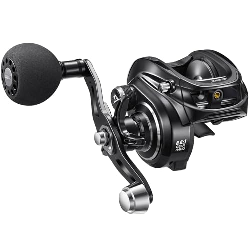 Piscifun Alinox 300 Baitcaster Fishing Reel,Aluminum Frame Baitcasting Reel, 33Lbs Max Drag, Freshwater & Saltwater Low Profile Casting Reel for Musky, Available in 6.6:1/8.1:1 Gear Ratio - color: Black-6.6:1