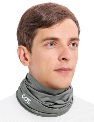 UPF 50+ Cooling Neck Gaiter - Fishing Face Mask Sun Protection Men Women | Thermoregulation, Moisture-Wicking, Quick-Drying, 4-Way Stretch, Built-in UV SPF, Multi-Style Headwear - color: Gray