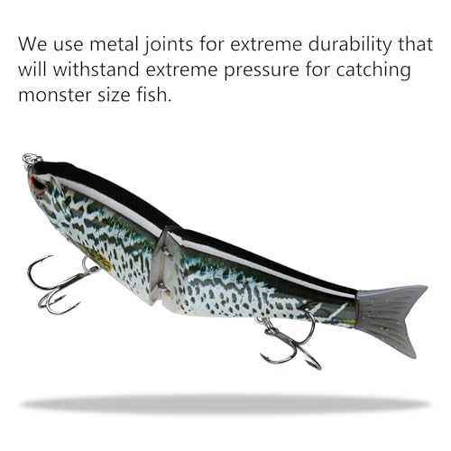 Bassdash SwimShad Glide Baits Jointed Swimbait Bass Pike Salmon Trout Muskie Fishing Lure - color: Blue Mackerel, size: 7in/2.2oz