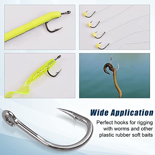 Saltwater Live Bait Fishing Hooks- 35pcs Inline Circle Hooks Catfish Bait Fish Hooks 2X Strong Stainless Steel Hooks for Big Game Fishing 1/0-12/0 - size: 3/0-35pcs