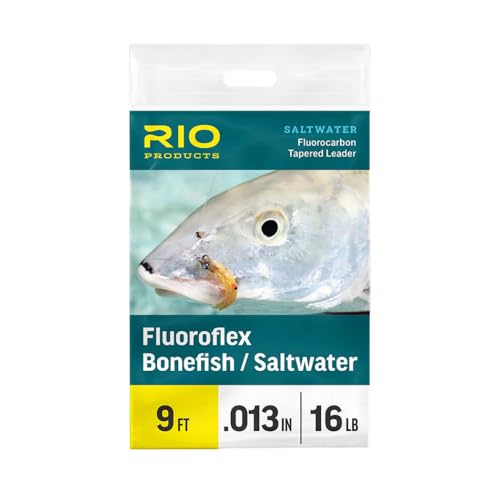 RIO Products Fluoroflex Bonefish Tapered Leader - 100% Fluorocarbon Fly Fishing Leader for Saltwater Species - Abrasion Resistant - size: 8lb