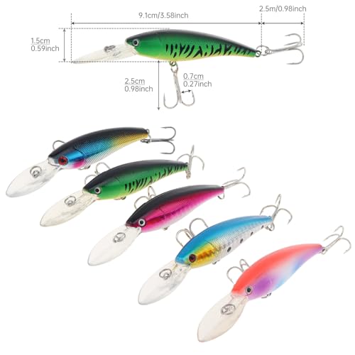 5pcs Fishing Lures Crankbaits, Fishing Hard Baits Swimbaits Minnow Bass Topwater Lures for Trout Bass Perch