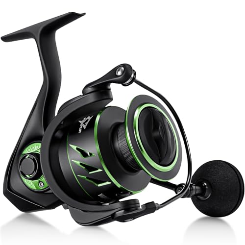 Piscifun Viper X Spinning Reels, Carbon Fiber 33LBs Max Drag, 10+1 Shielded BB, Saltwater Freshwater Spinning Fishing Reel, 5.2:1/6.2:1 - color: Green, size: 4000