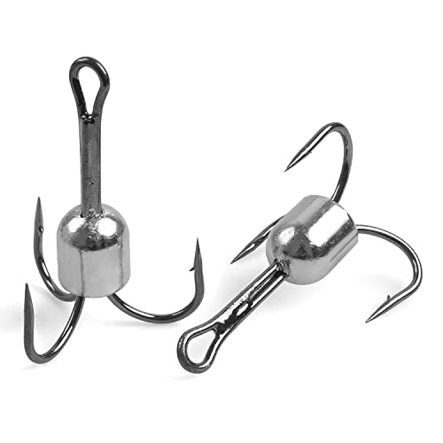 Snagging Hooks Snagging Weighted Treble Hooks 5pcs Large Weighted Fishing Hooks for Baitfish Tuna Swordfish Trout Salmon Fishing 4 Sizes 1oz 1.25oz 1.5oz 2.5oz - size: 6/0-1.25oz-5pcs