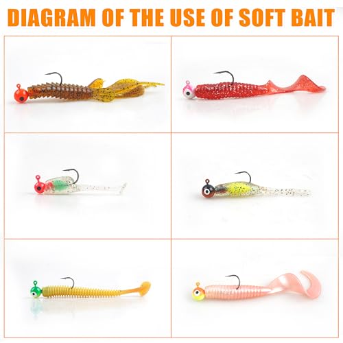 Fishing Jig Head Hooks Set, 20/40pcs Assorted Painted Round Jig Heads with Big Eyes 3/8 1/4 1/8 1/16 1/32oz Crappie Jig Heads for Bass Trout Walleye Freshwater Saltwater Fishing - style: 1/8oz-40pcs