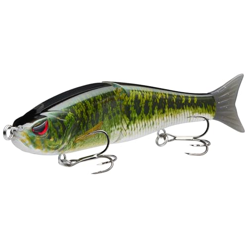 Bassdash SwimShad Glide Baits Jointed Swimbait Bass Pike Salmon Trout Muskie Fishing Lure,3-Pack - color: Largemouth Bass +Blue Mackerel +Yellow Mackerel, size: 4.5in/0.65oz