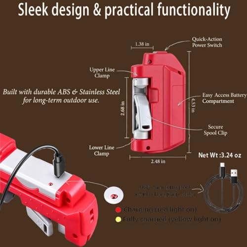Electric Knot Assist -Automatic Electric Fishing Knot Assist Machine | Quickly ties GT & FG knots, portable line tying device, professional fishing gear for river, reservoir, lake and coastline - color: Red-1pcs