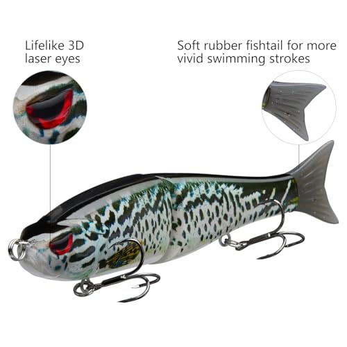 Bassdash SwimShad Glide Baits Jointed Swimbait Bass Pike Salmon Trout Muskie Fishing Lure - color: Blue Mackerel, size: 4.5in/0.65oz