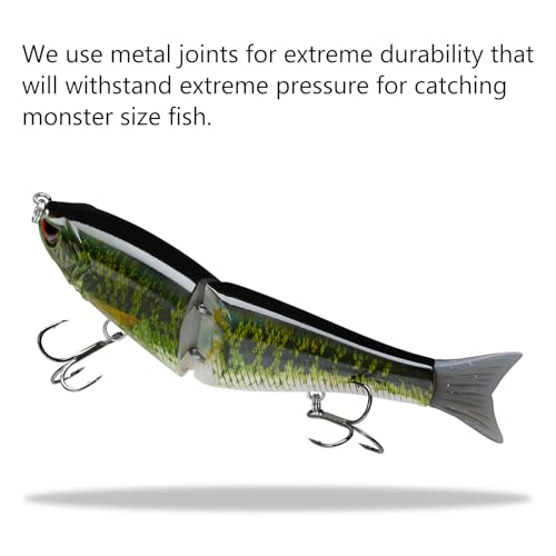 Bassdash SwimShad Glide Baits Jointed Swimbait Bass Pike Salmon Trout Muskie Fishing Lure,3-Pack - color: Largemouth Bass +Blue Mackerel +Yellow Mackerel, size: 7in/2.2oz