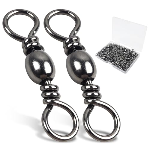 Barrel Swivels Stainless Steel Fishing Swivel Brass Black Nickle Barrel Fishing Swivel Solid Ring Fishing Tackle Line Connector Freshwater Rolling Swivels 35lb-165lb - size: #4 (66lb) 50pcs