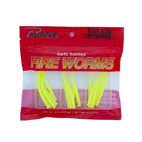 Pautzke Fire Worms – Garlic-Scented Soft Plastic Bait (15-Pack) for Trout, Panfish, Steelhead & Salmon – Multi-Species Lure for Float, Jig, or Tip-On Fishing – 2.7" Neutrally Buoyant Worms - color: Chartreuse