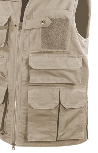 Edgetec Outdoor Utility Vest, Fishing, Hunting, Tactical Ripstop - color: Khaki, size: 4X-Large