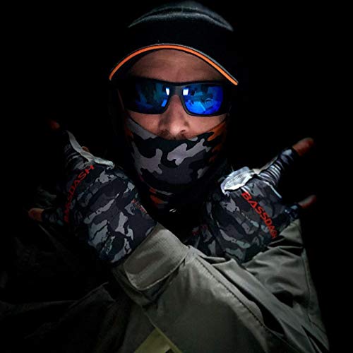 Bassdash ALTIMATE UPF 50+ Sun Protection Fingerless Fishing Gloves Men - color: Black Camo, size: X-Large