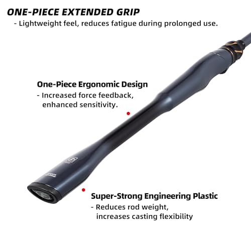 Kilitn Fishing Rod, 2-Piece Graphite Rod, Spinning & Casting, Strong Carbon Fiber Fishing Poles with Comfortable Handle for Freshwater or Saltwater Fishing - size: 5.5FT
