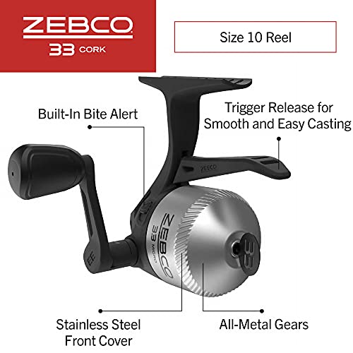 Zebco 33 Cork Reel and Fishing Rod Combo, Graphite Rod with Cork Handle, QuickSet Anti-Reverse Fishing Reel with Bite Alert - style: 5.5 Foot - Micro Triggerspin