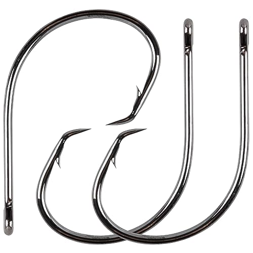 Inline Circle Hooks Saltwater, 80pcs High Carbon Steel Catfish Hooks in-Line Straight Eye Octopus Circle Hook Saltwater Freshwater Fishing Hooks for Catfish Bass - size: 80pcs 7/0