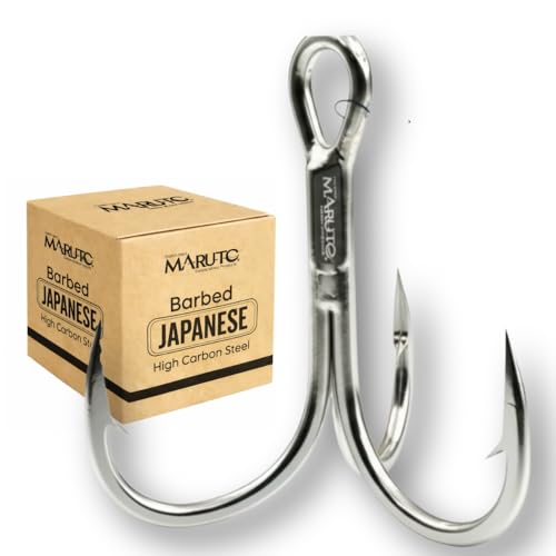 Maruto Barbed Treble Hooks for Effective Fishing | Small & Large Triple Hooks for Lures | Replacement Sharp Strong Hooks, Sizes 1, 2, 3, 4, 5, 6, 8, 10, 12. - size: 6 - 20 Hooks (Pro Pack)