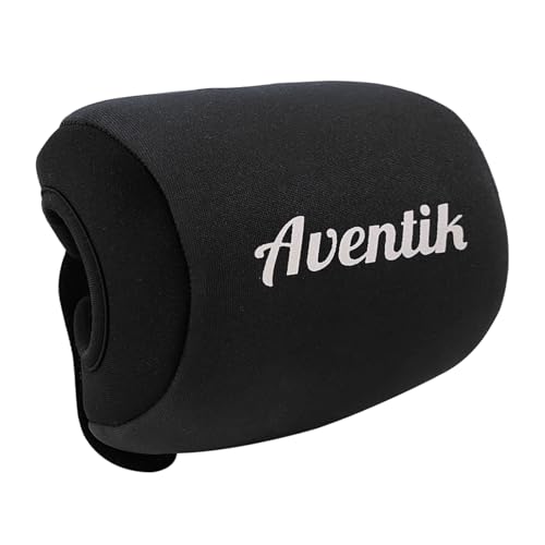 Aventik Neoprene Conventional Reel Cover Round Reel Gloves Trolling Reels Storage Reel Pouch Fits 800 1000 2000 3000 4000 5000 6000 Series Fishing Reels - color: Black, size: M:4.3''W x 2.9''D