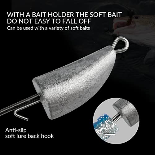 THKFISH Weedless Swimbait Jig Heads for Bass Fishing, Weighted Texas Rig Hook Fishing Hooks Saltwater Freshwater 1/8 oz, 1/6 oz, 1/4 oz, 3/8 oz, 1/2 oz,3/4 oz - color: Silver A, size: 21g(3/4 oz)-10pcs