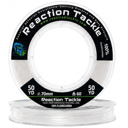 Reaction Tackle 100% Pure Fluorocarbon Fishing Line - High Strength, Abrasion-Resistant, Fast-Sinking, Virtually Invisible - Saltwater and Freshwater Leader Line - color: Clear, size: 8lb (300 Yards)