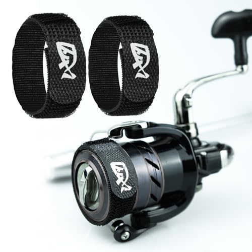 Fishing Reel Spool Cover Protector Band, Elastic Hook and Loop - color: Black