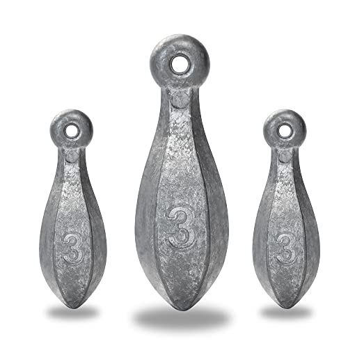 BLUEWING Bank Sinker 1LB/2LB/3LB/5LB/6LB Box Fishing Weights Saltwater Bullet Lead 1oz,2oz,3oz,5oz,8oz,10oz,12oz,16oz,32oz - style: #07 3oz, 16 Pack