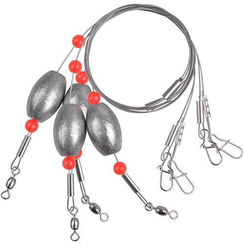 Carolina Rig Catfish Rig Saltwater Bottom Surf Fishing Rigs Flounder Rigs Wire Leaders with Egg Sinkers for Flounder Catfish Grouper Striped Bass Drum Redfish Fishing - size: 1.5 oz_8pcs