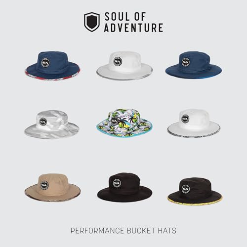 Soul of Adventure Bucket Hat | UV 50+ for Adults | Sun Protection with Adjustable Fit, Moisture-Wicking Fabric - color: Ghost American Flag