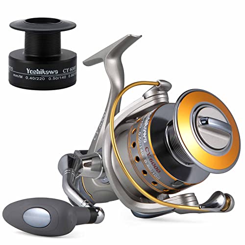 Yoshikawa Baitfeeder Spinning Reel Fishing 5.5:1 11 High Power Stainless Ball Bearings 30Lb Drag Right Left Hand Saltwater Freshwater Reversible Front Rear Drag Live Liner 3000-6000 - style: 4000