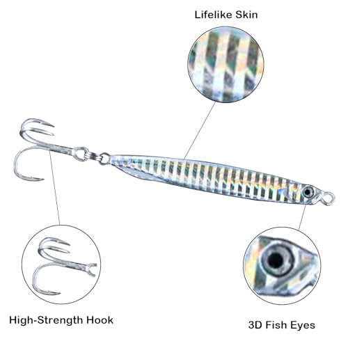 Saltwater Fishing Lures Fishing Jigs Fishing Spoons for Striped bass, Pompano, Spanish Mackerel ，Bluefish - color: Silver (3pcs), size: 1.40 oz + 1.80 oz + 2.00 oz / 40 g + 50 g + 60 g
