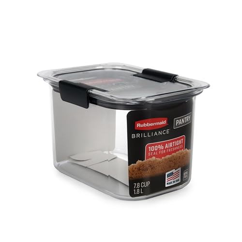 Rubbermaid Brilliance Pantry Airtight Food Storage Container, BPA-Free 7.8 Cup, Ideal for Brown Sugar - Efficient, Leak-Proof and Dishwasher-safe