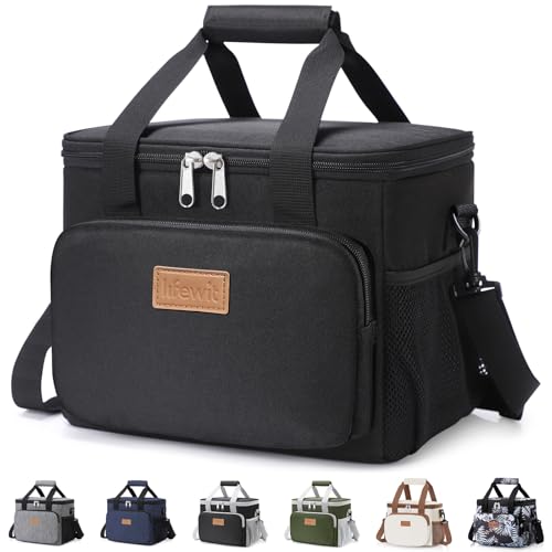 Lifewit Medium Lunch Bag, Insulated Lunch Box, Soft Cooler Cooling Tote for Adult Men Women, Black 12-Can (9L)
