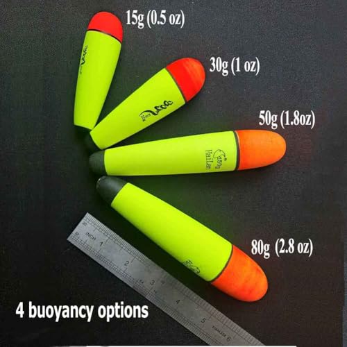 6 pcs Slip Bobbers Floats EVA-Slider-Bobbers Slip Corks Catfish Bobbers Assortment EVA Foam 80g, 50g, 30g,15g - size: 4pcs-80g(2.8oz)