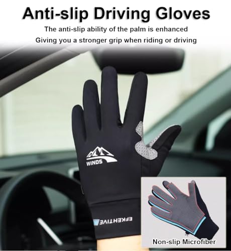 SUJAYU Full Finger UV Protection Gloves - Women & Men, Thin Fishing, Hiking, Cycling, Driving, Gym Gloves - color: White, size: Large