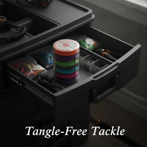 Fishing Line Storage Box, Multi-Axis Spool Organizer for Tackle Management, PP Plastic Container (1 PC) - size: 2.44 x 2.44 x 3.54 in
