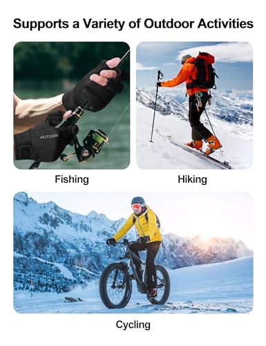 KUTOOK Winter Fishing Gloves for Men& Women Waterproof Glove Cold Weather Hunting Photography Shooting Hiking - color: Black, size: XX-Large