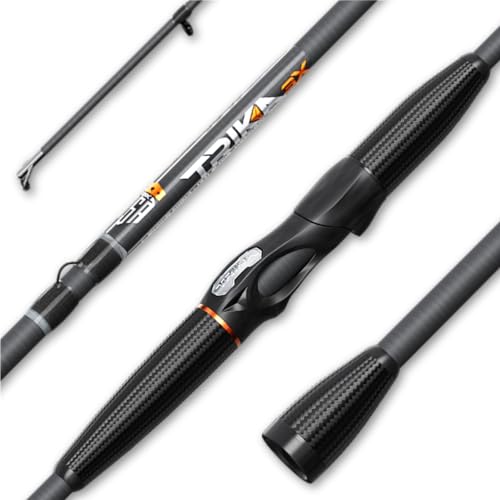 TRIKA 3X Carbon Rod Carbon Weave Rod for Extra Sensitive Vibration | Longer Casting | Lightweight Freshwater Fishing Pole - style: Spinning 7' Medium/Fast 1pc.