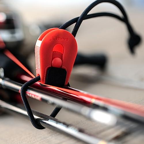 SAMSFX Fishing Rods Belt Stretchy Wrap Pole Straps Elastic Cable Ties for Casting, Spinning & Fly Rods - color: 4pcs, Red