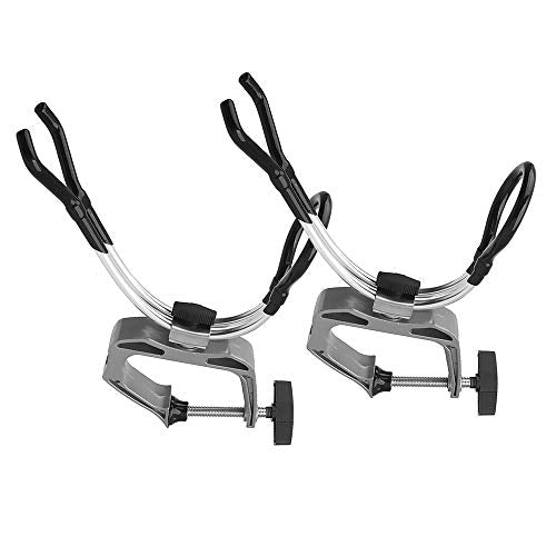 HiUmi Heavy Duty Boat Marine Aluminium Alloy Fishing Rod Pole Stand Bracket Support Holder Adjustable Clamp Fishing Tackle Tool (Aluminum, 2Pack)