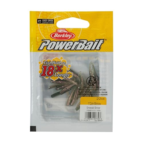 Berkley PowerBait Minnow Fishing Soft Bait - color: Emerald Shiner, size: 1"