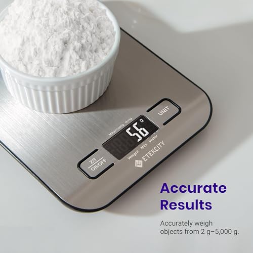 Etekcity Food Kitchen Scale, Digital Grams and Ounces for Weight Loss, Baking, Cooking, Keto and Meal Prep, LCD Display, Medium, 304 Stainless Steel