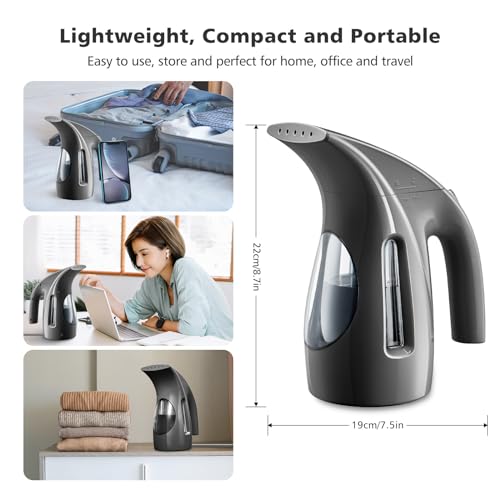 HiLIFE Steamer for Clothes, Portable Handheld Design, 240ml Big Capacity, 700W, Strong Penetrating Steam, Removes Wrinkle, for Home, Office(ONLY FOR 120V)-Black