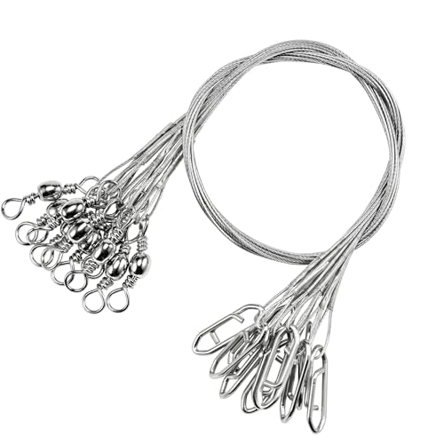 Atibin Stainless Steel Fishing Leader Wire High Strength Fishing Leaders Strong Saltwater Snap Wire Leader Line White Nickel - size: Size #6 (11.8in-70lb) 30pcs