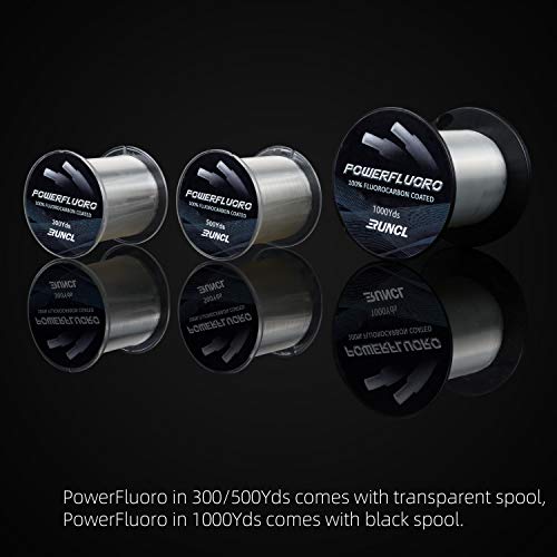 RUNCL Fluorocarbon Fishing Line, PowerFluoro Clear Ice Fishing Leader Line - Virtually Invisible, Faster Sinking, Extra Sensitivity, 300/500/1000yds, 5-32lb Break Strength, Fishing Gifts - size: 28 lb - 300 yds