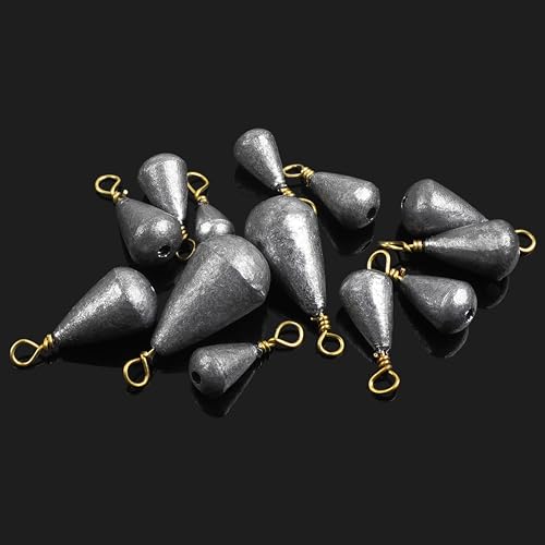 Fishing Weights Sinkers,15/30pcs Bass Casting Weights Bell Sinkers Fishing Weights Drop Shot Catfish Sinkers with Brass Swivel for Saltwater Freshwater - size: 3/8oz-15pcs