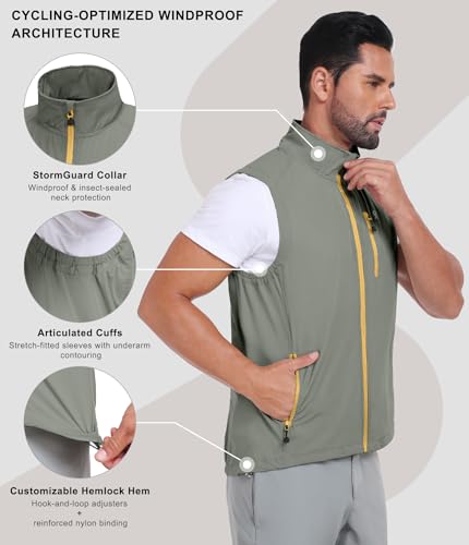 Little Donkey Andy Men's Lightweight Quick Dry Vest Packble Outerwear Sleeveless Windproof Jacket for Golfing Cycling Running - color: Laurel Oak, size: Small