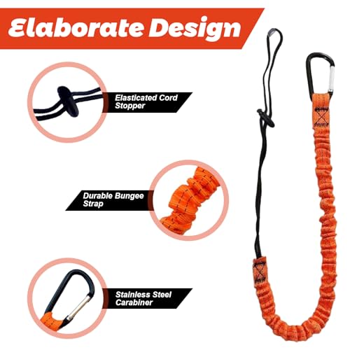 Tool Lanyard with Buckle Strap 5Pcs, 31.5 "-43.3" Extendable Length Tool Tether Lanyard with Carabiner and Adjustable Loop End, Scaffolding Roofing Fall Protection Tool Belts Accessories - size: 5 pack
