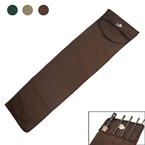 Aventik Fly Fishing Rod Bag Fishing Rod Sleeve Cover Pole Sock Glove Protector Bag Pouch with 5 Compartments - color: khaki+coffee, size: 28inch/69cm