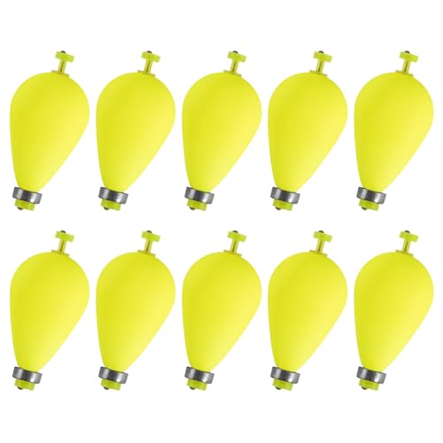 Alwonder 10 Pack Fishing Bobbers Floats, Weighted Bobbers for Fishing Pear Shape EVA Foam Oval Snap-on Floats Corks Floaters Buoys for Crappie Bass Panfish Bluegills Trout - color: Yellow, size: 1.6IN - 9/32OZ